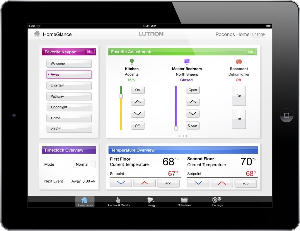 Lutron mobile application - iPad heating, cooling and lighting control